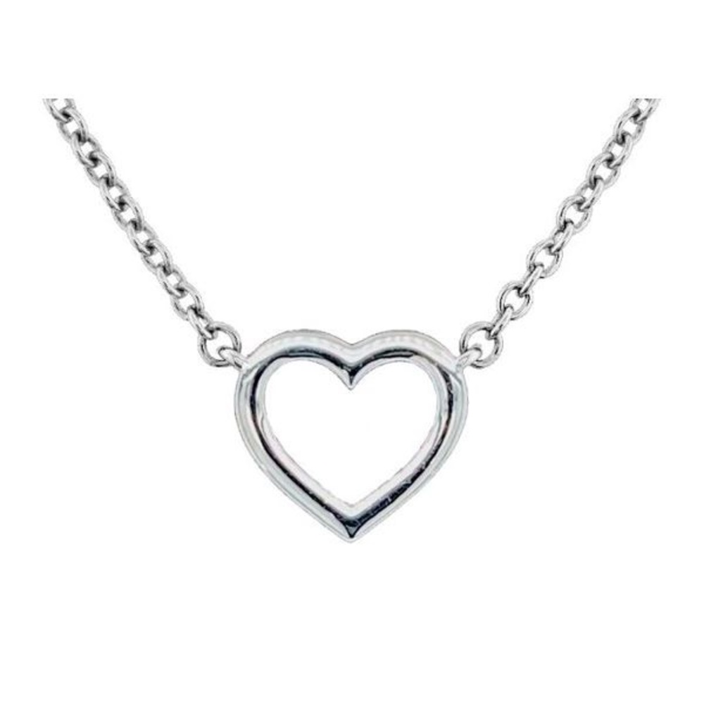 Silver Open Heart Necklace 18-20” Chain Minimal Y2K Dainty Pendant